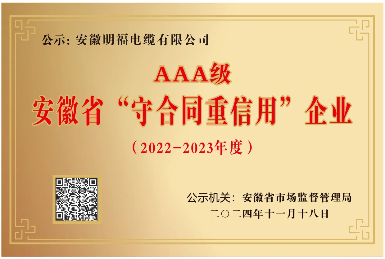 AAA级安徽省守合同重信用企业